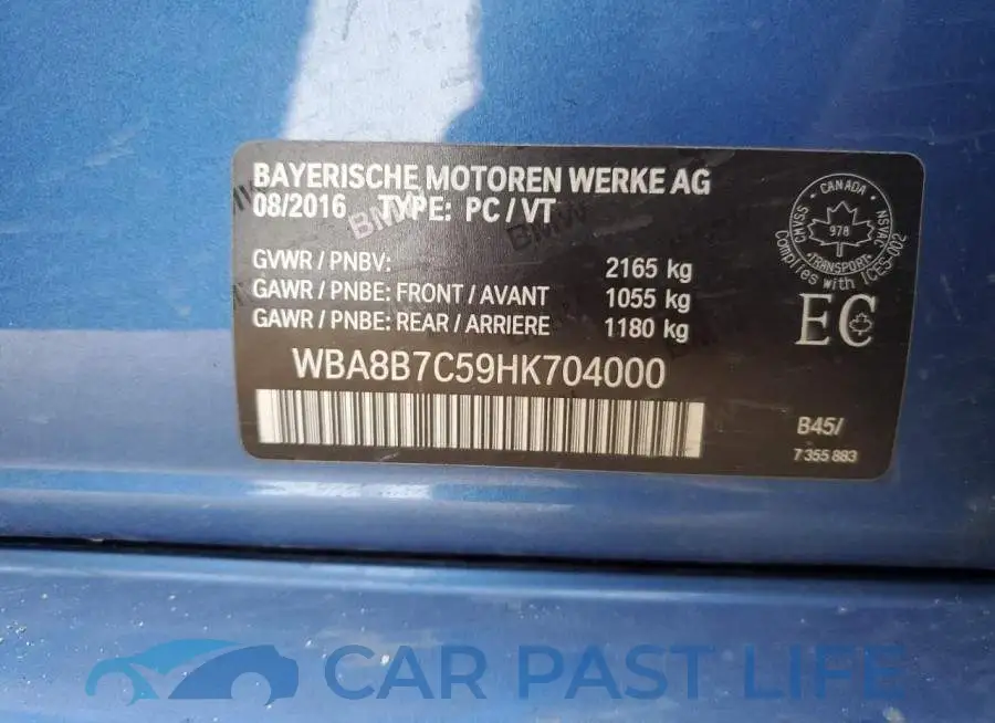 WBA8B7C59HK704000# 12