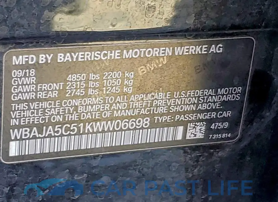 WBAJA5C51KWW06698# 13