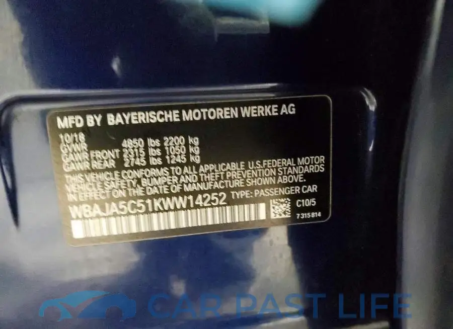 WBAJA5C51KWW14252# 12