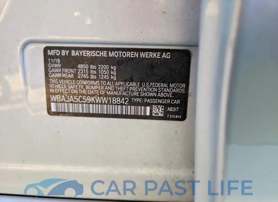WBAJA5C59KWW18842# 12