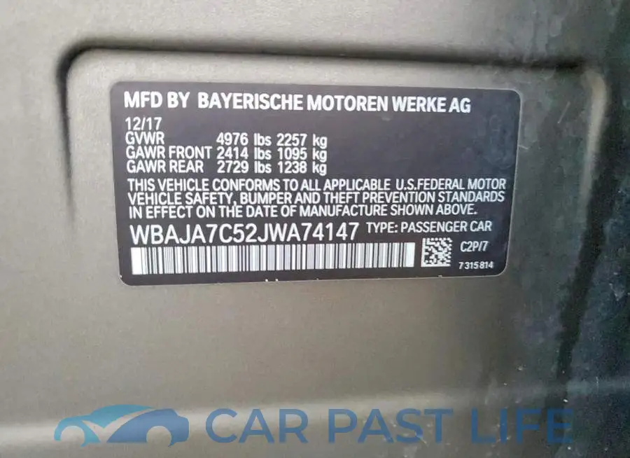 WBAJA7C52JWA74147# 12