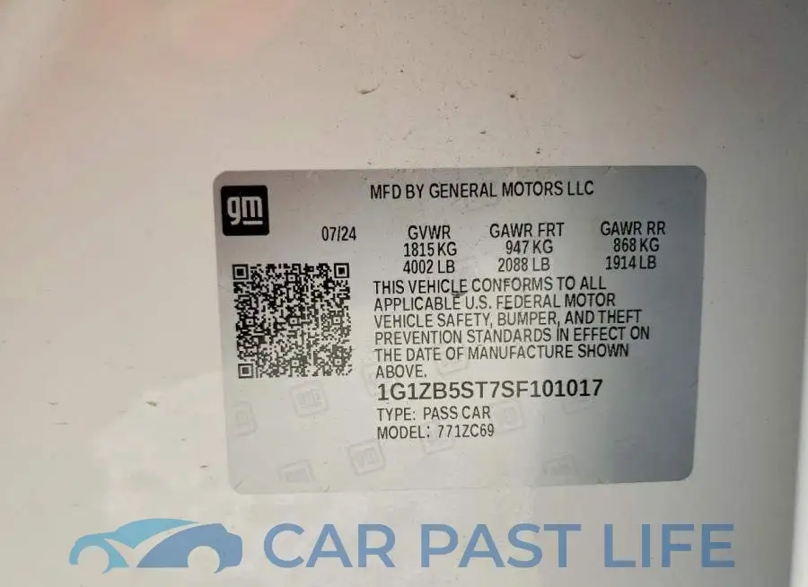 1G1ZB5ST7SF101017# 12
