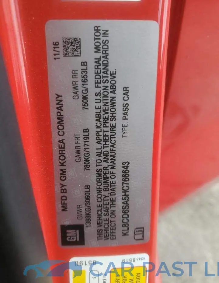 KL8CD6SA5HC766643# 12