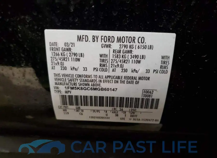 1FM5K8GC6MGB60147# 14
