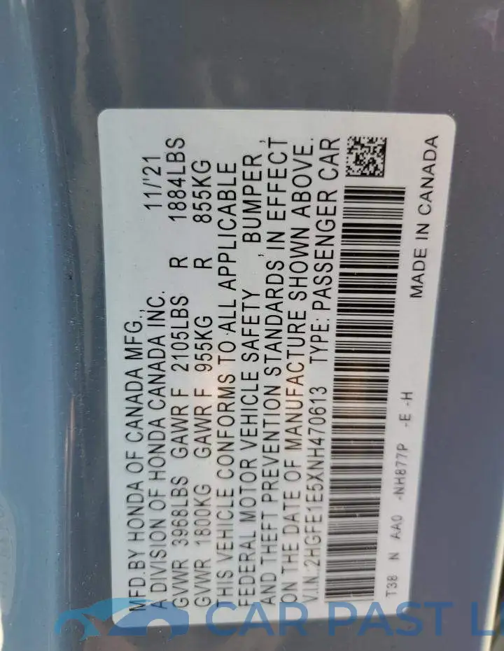 2HGFE1E5XNH470613# 12