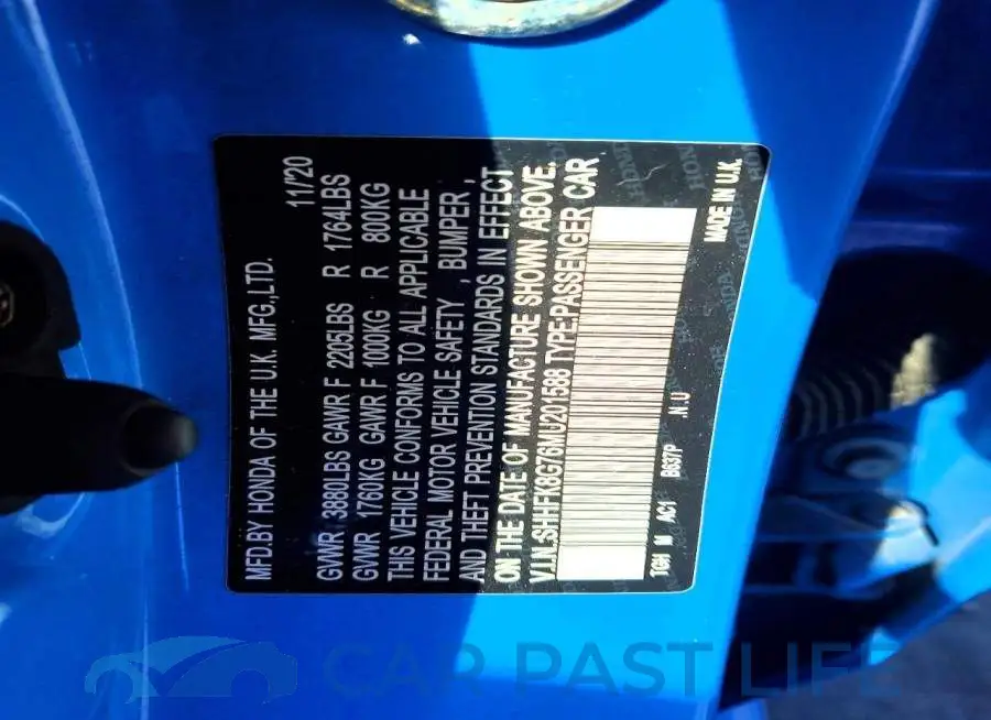 SHHFK8G76MU201588# 12