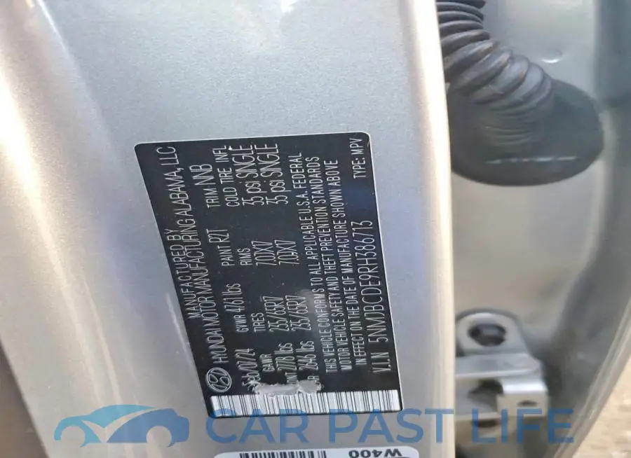 5NMJBCDE9RH386713# 13