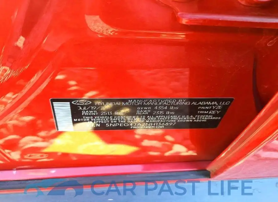 5NPEG4JA2NH136897# 12