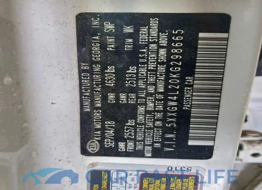 5XXGW4L20KG298665# 12