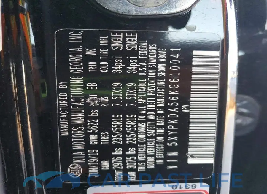 5XYPKDA56KG610041# 13