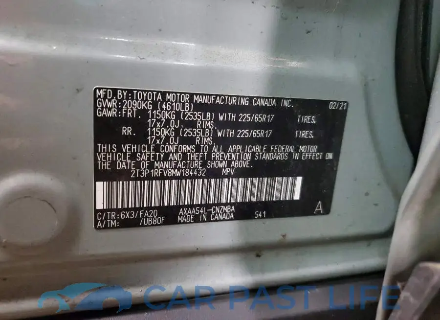 2T3P1RFV8MW184432# 12