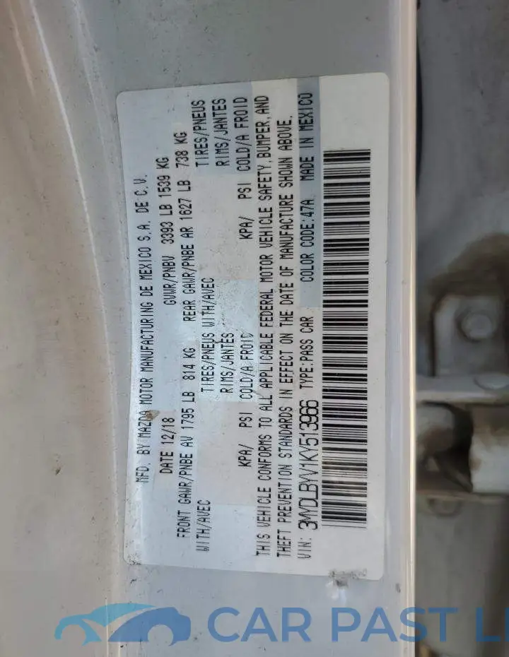 3MYDLBYV1KY513966# 12