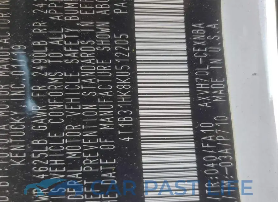 4T1B31HK8KU512205# 12