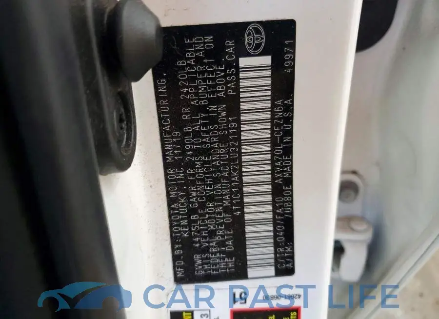 4T1C11AK2LU321191# 12