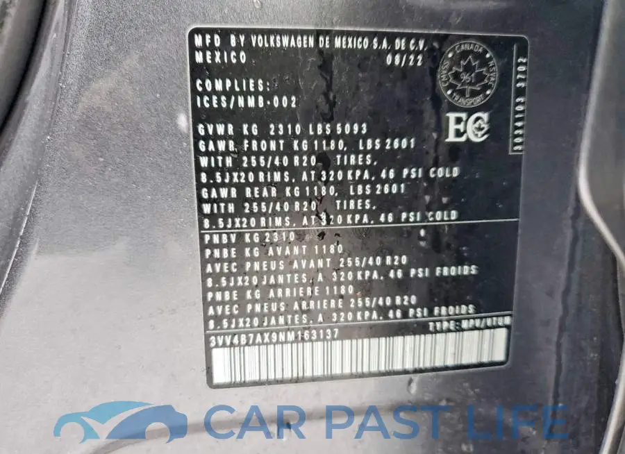 3VV4B7AX9NM163137# 13