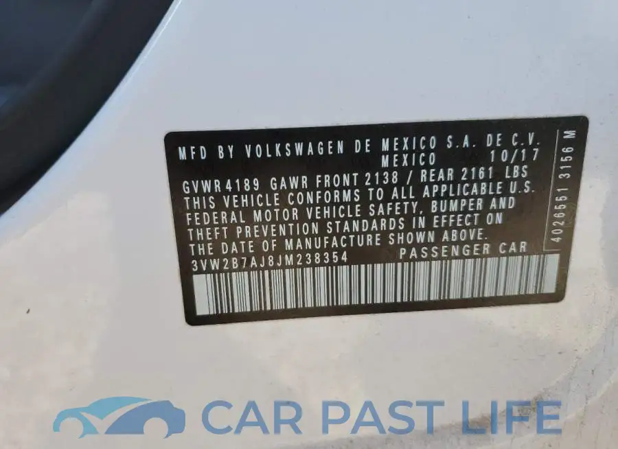 3VW2B7AJ8JM238354# 12