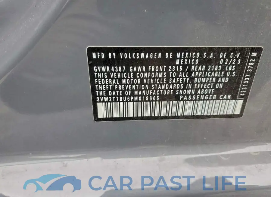 3VW2T7BU6PM019665# 13