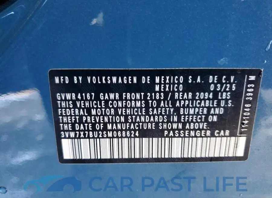 3VW7X7BU2SM068624# 12
