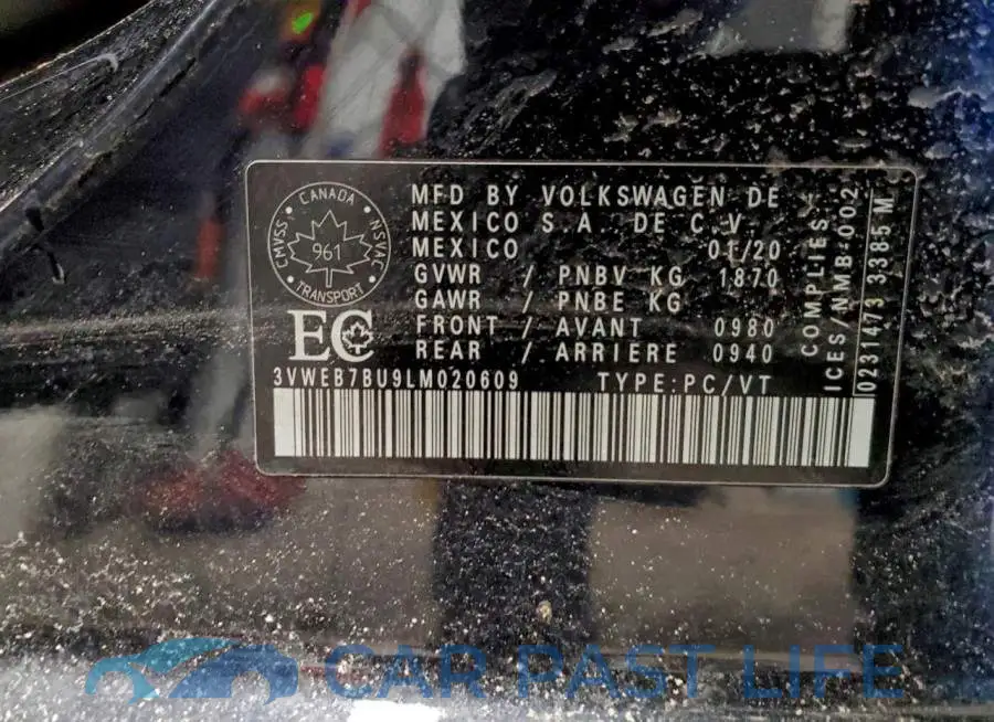 3VWEB7BU9LM020609# 13