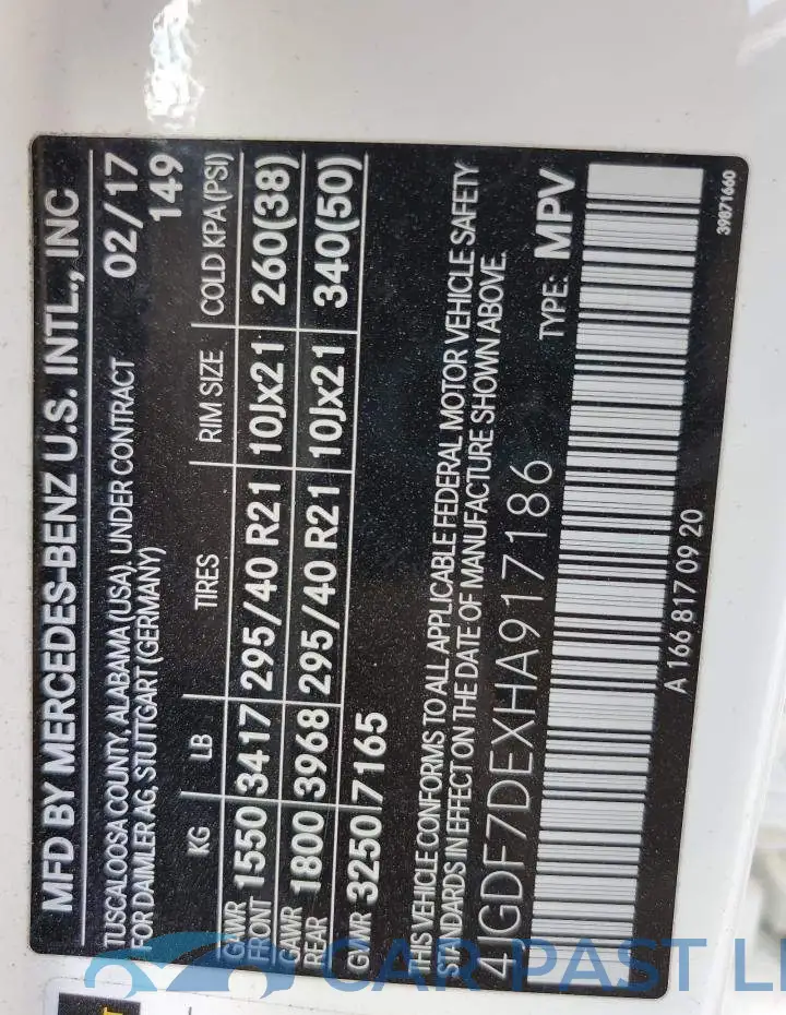 4JGDF7DEXHA917186# 13