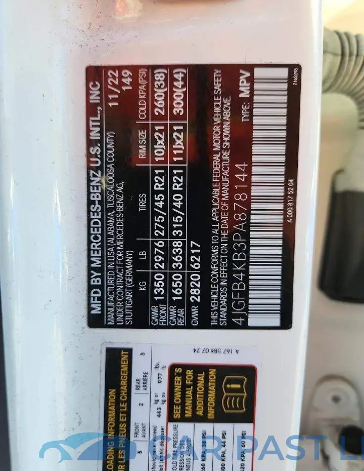 4JGFB4KB3PA878144# 12