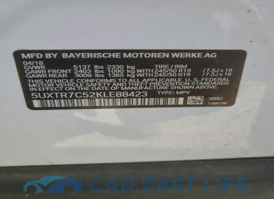 5UXTR7C52KLE88423# 14