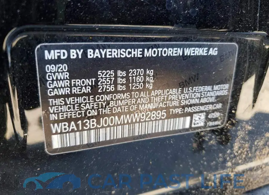 WBA13BJ00MWW92895# 12