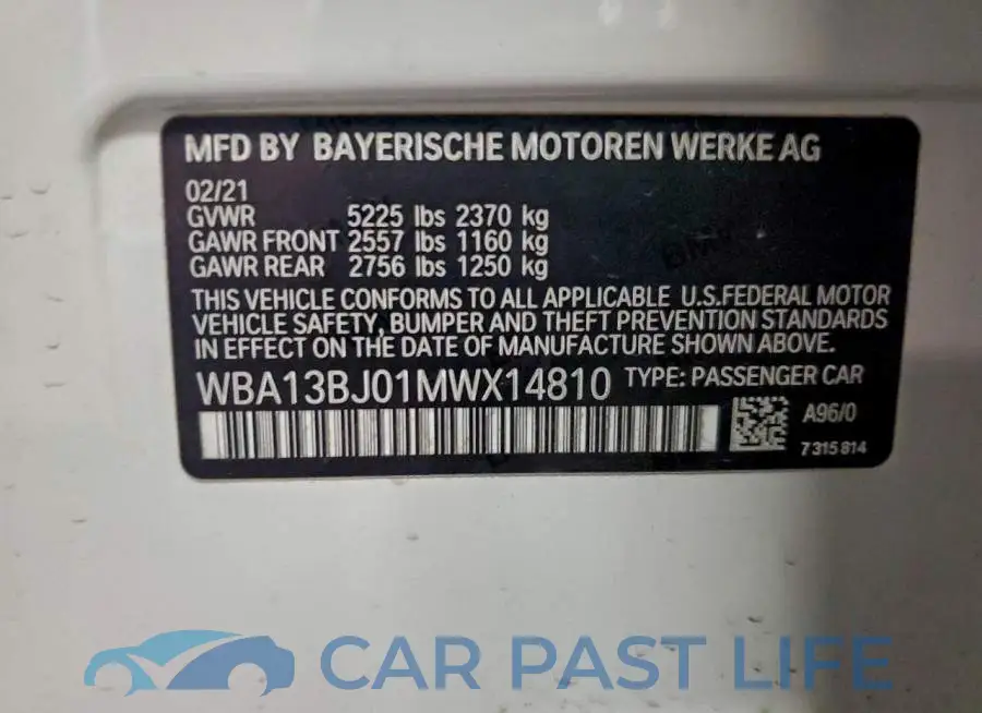 WBA13BJ01MWX14810# 12