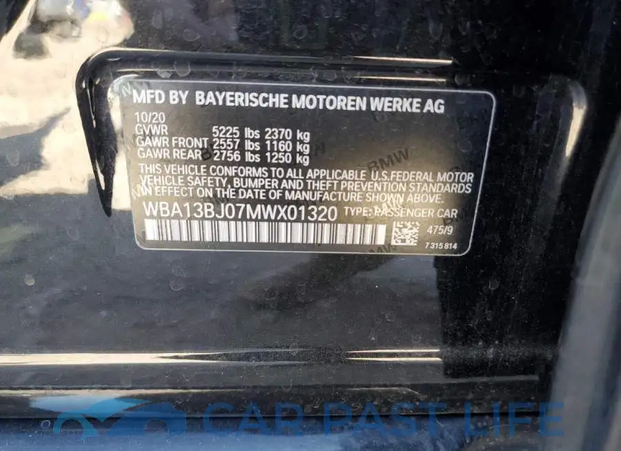 WBA13BJ07MWX01320# 13