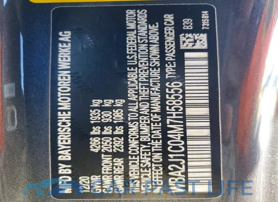 WBA2J1C04M7H58556# 13