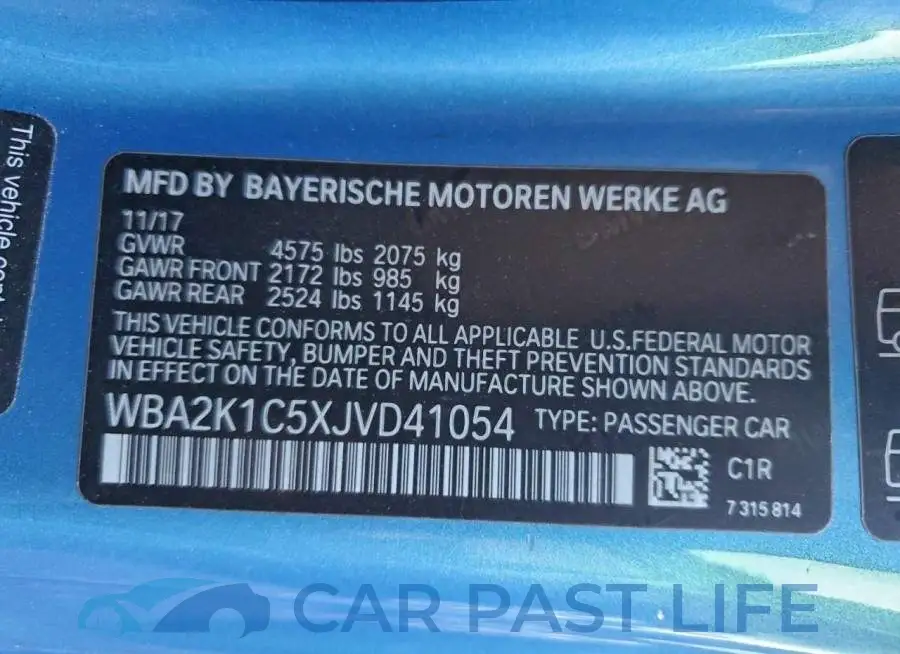 WBA2K1C5XJVD41054# 13