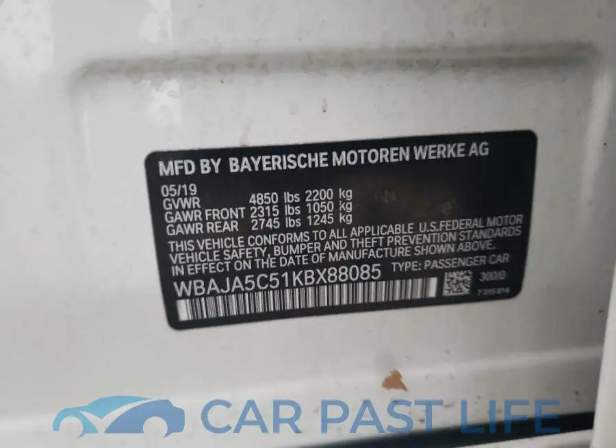 WBAJA5C51KBX88085# 12