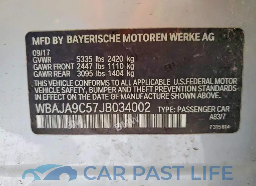 WBAJA9C57JB034002# 12