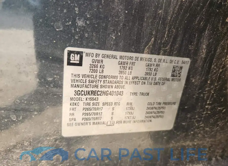3GCUKREC2HG401043# 12