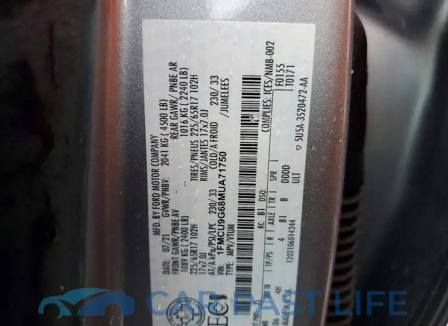 1FMCU9G68MUA71750# 13