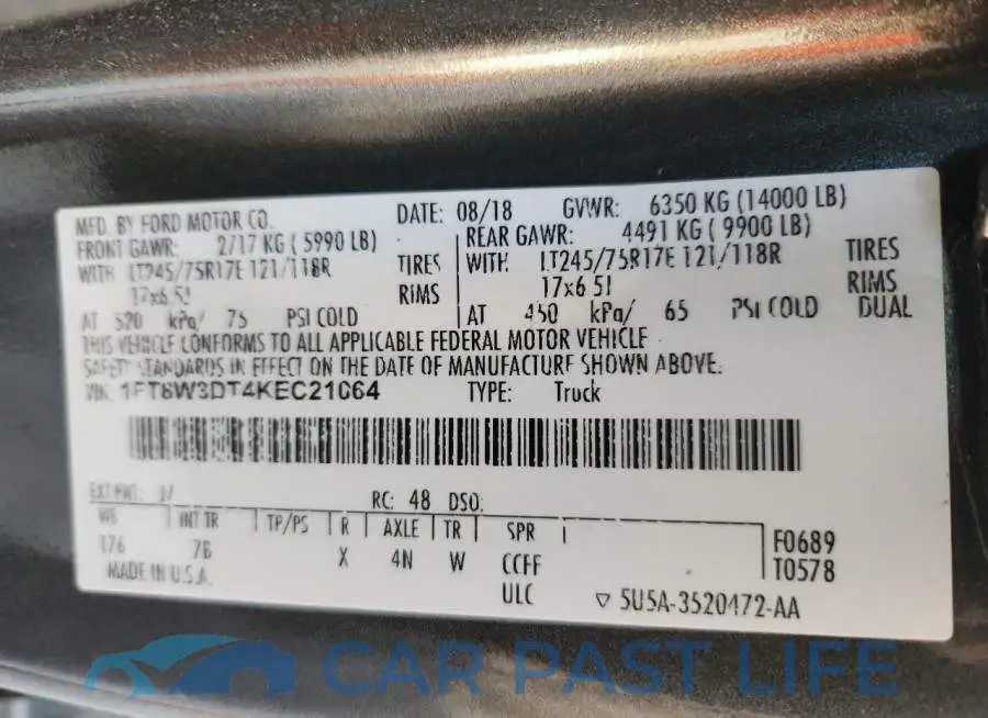 1FT8W3DT4KEC21064# 12