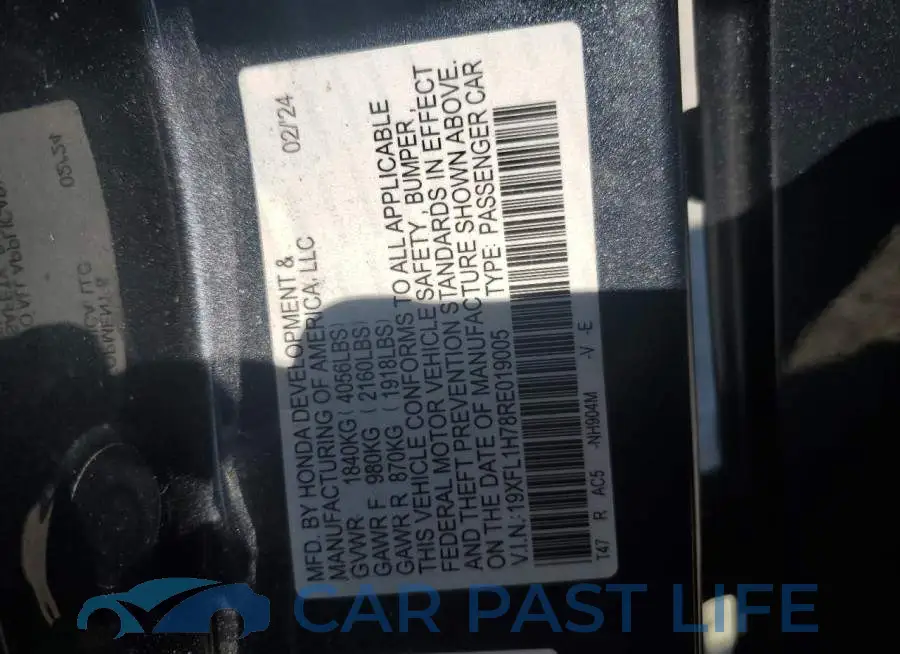 19XFL1H78RE019005# 12
