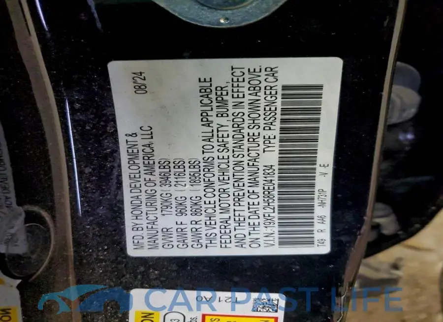 19XFL2H58RE041834# 12