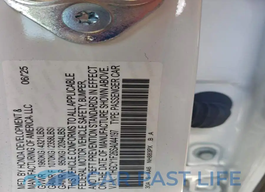 1HGCY1F26SA044197# 13