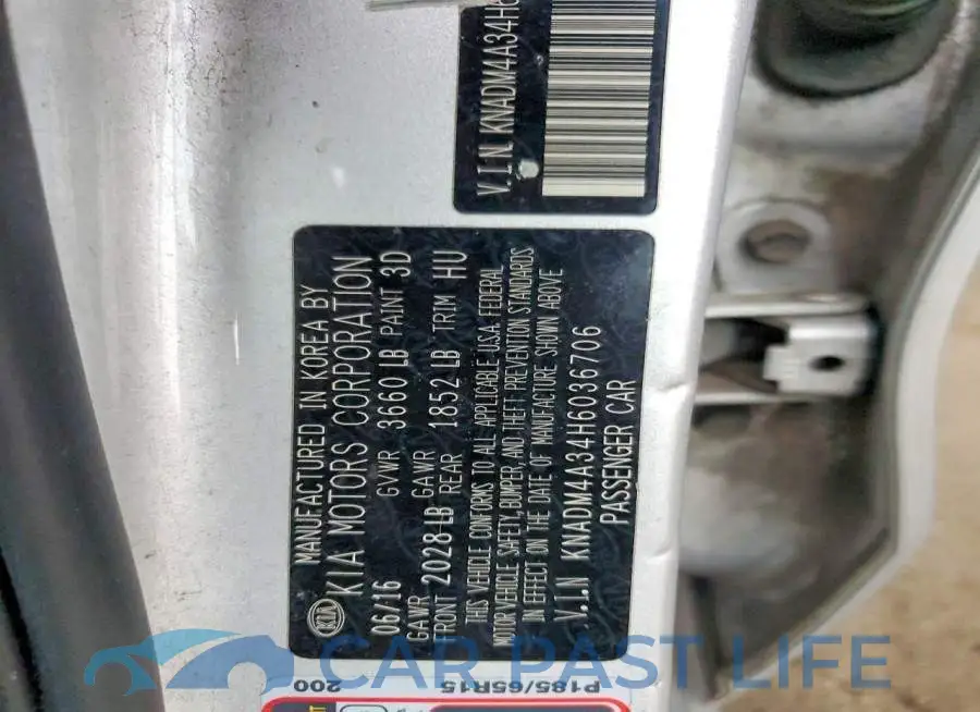 KNADM4A34H6036706# 12