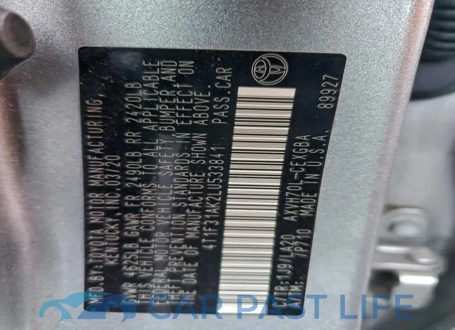 4T1F31AK2LU533841# 12
