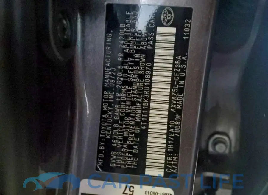 4T1T11BK3RU108970# 12