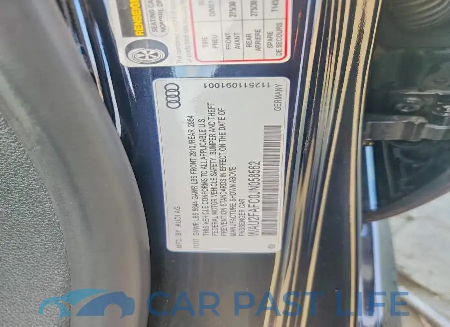 WAU2FAFC0JN058562# 12