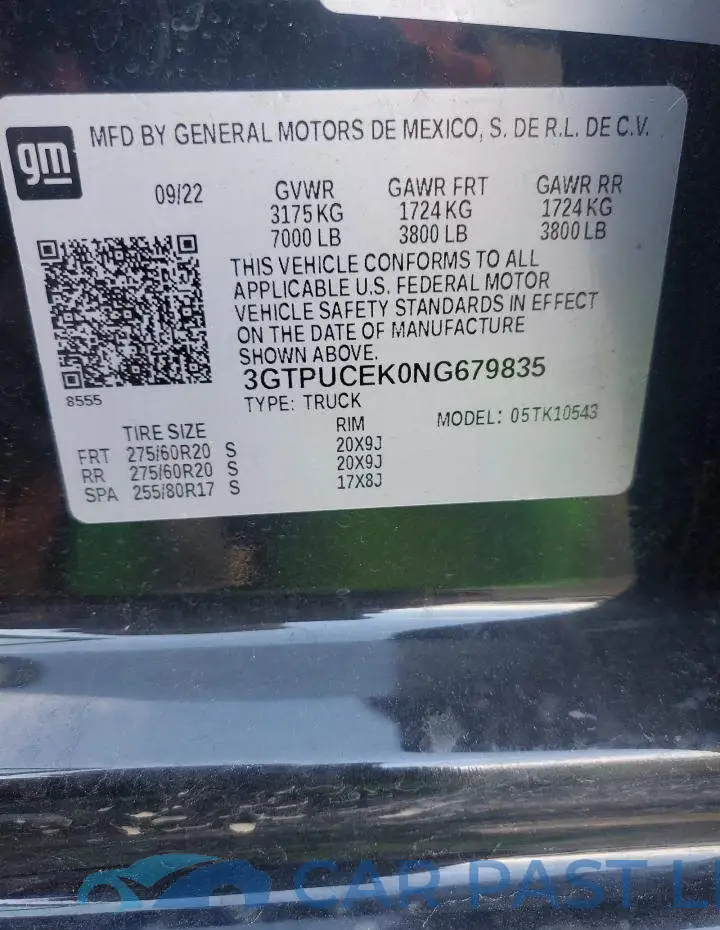 3GTPUCEK0NG679835# 12