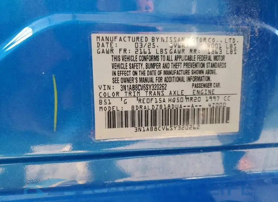 3N1AB8CV6SY320262# 12