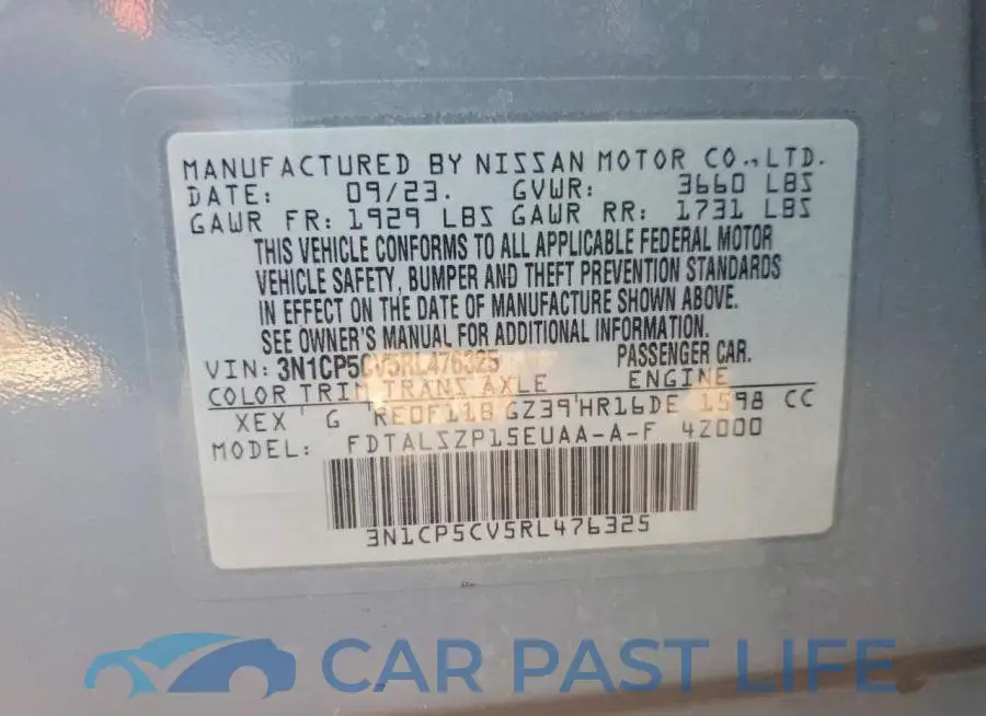 3N1CP5CV5RL476325# 12