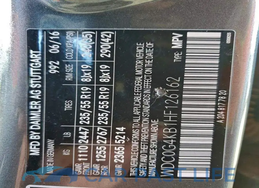WDC0G4KB1HF126162# 12