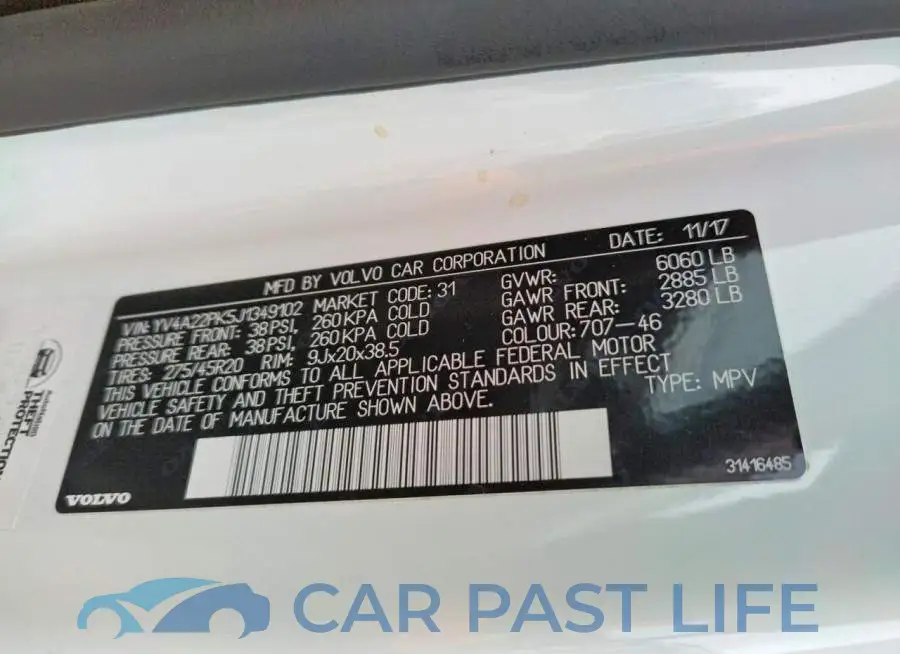 YV4A22PK5J1349102# 14