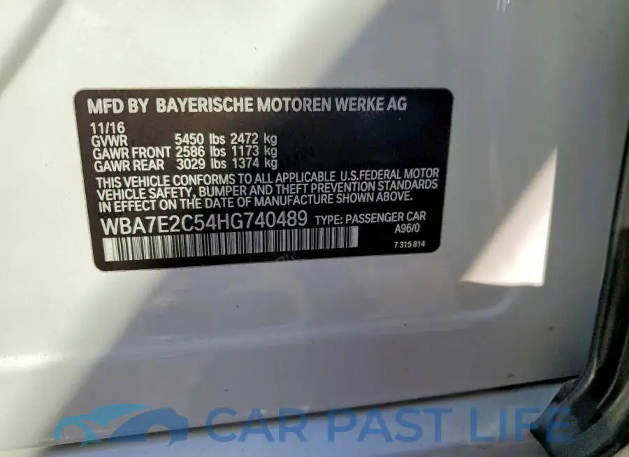 WBA7E2C54HG740489# 13