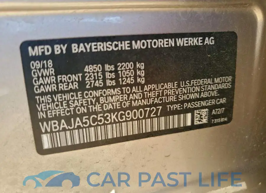 WBAJA5C53KG900727# 12